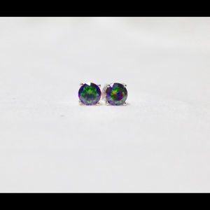 925 rainbow topaz stud earrings